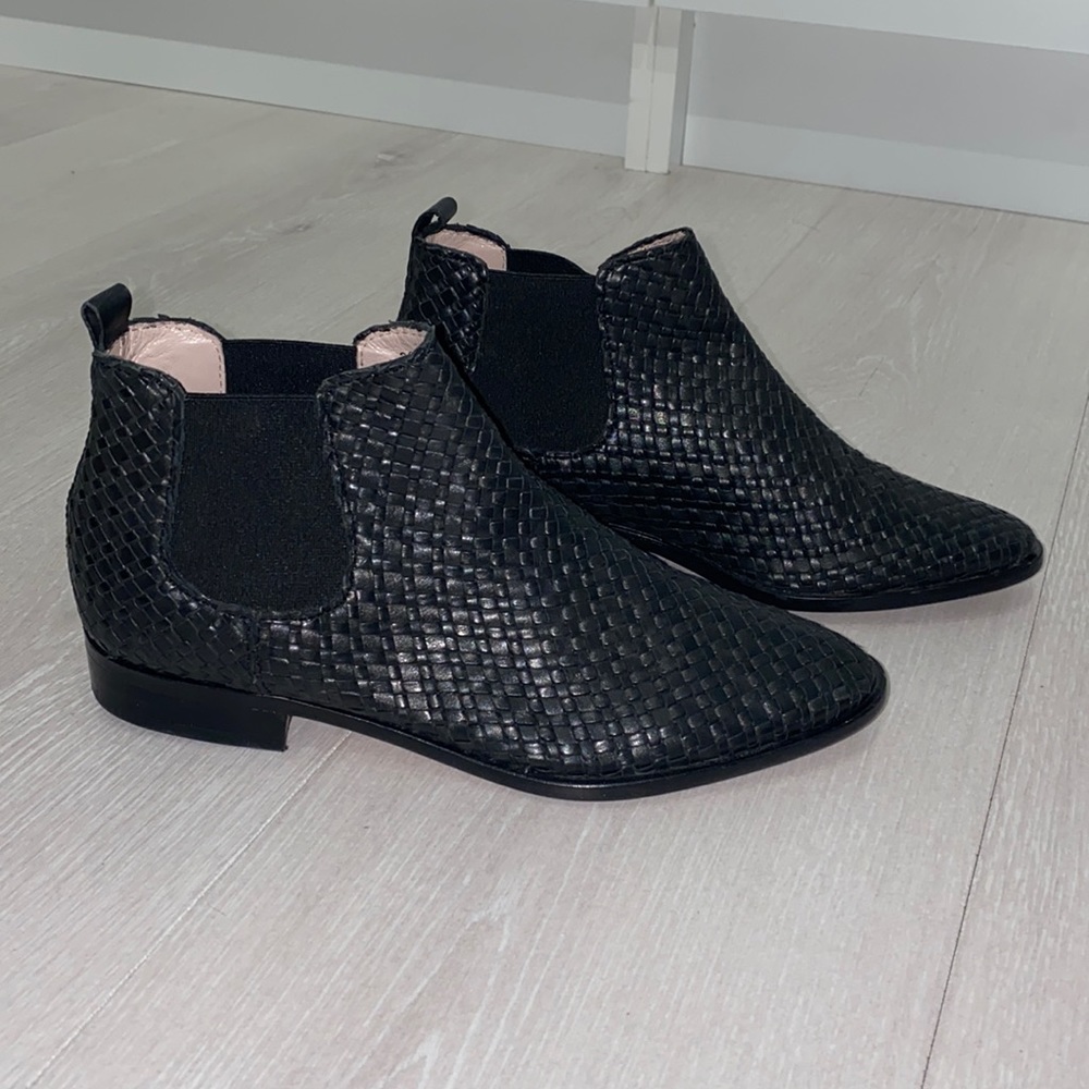 Black leather booties